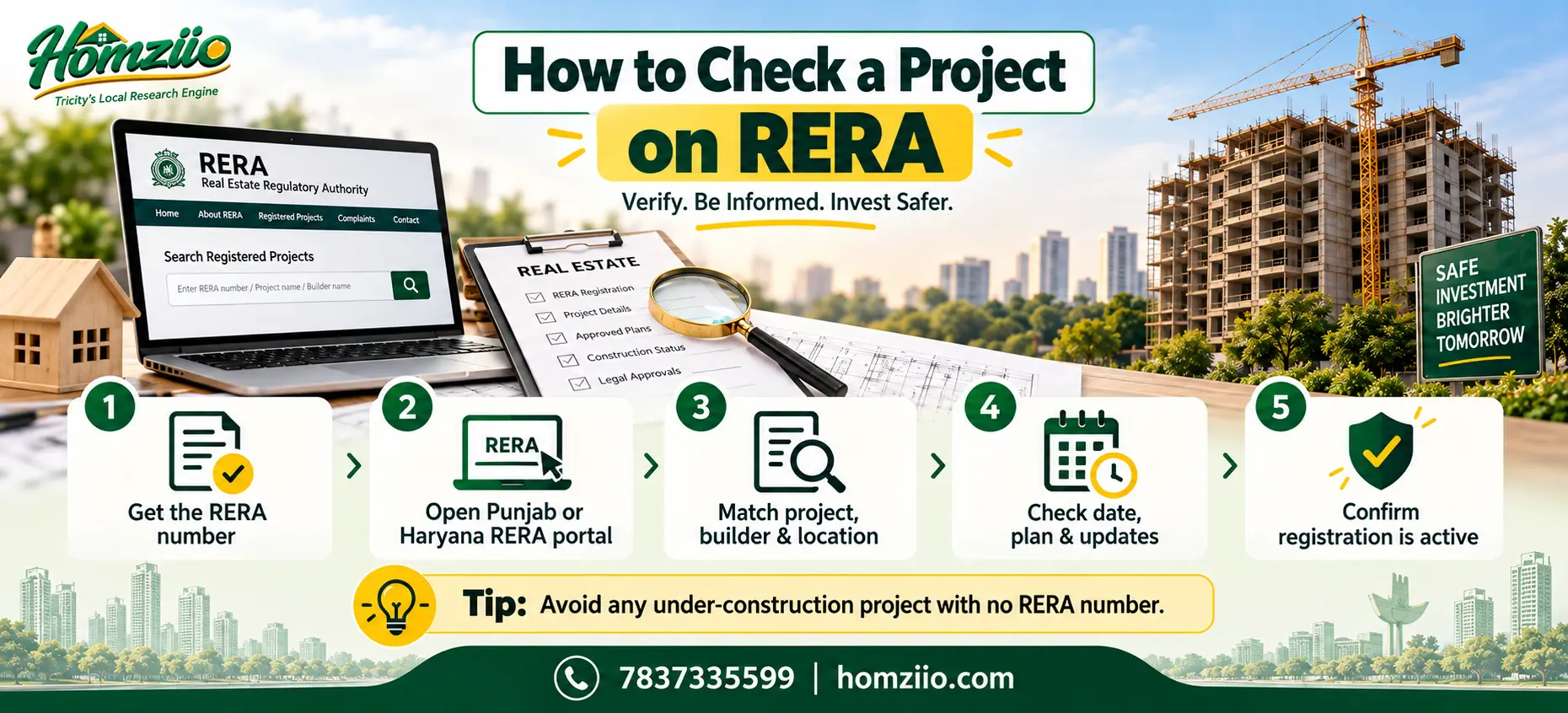 How to check an under-construction property in Tricity on the RERA