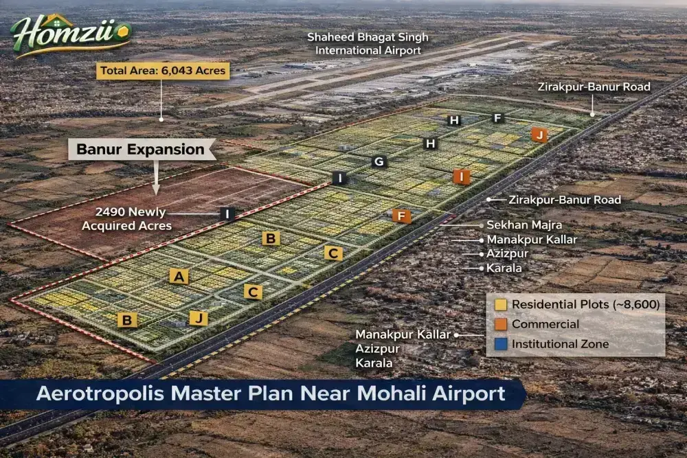 GMADA to Acquire 2,490 Acres for Mohali Aerotropolis Expansion Near Airport – Impact on Banur Property Prices