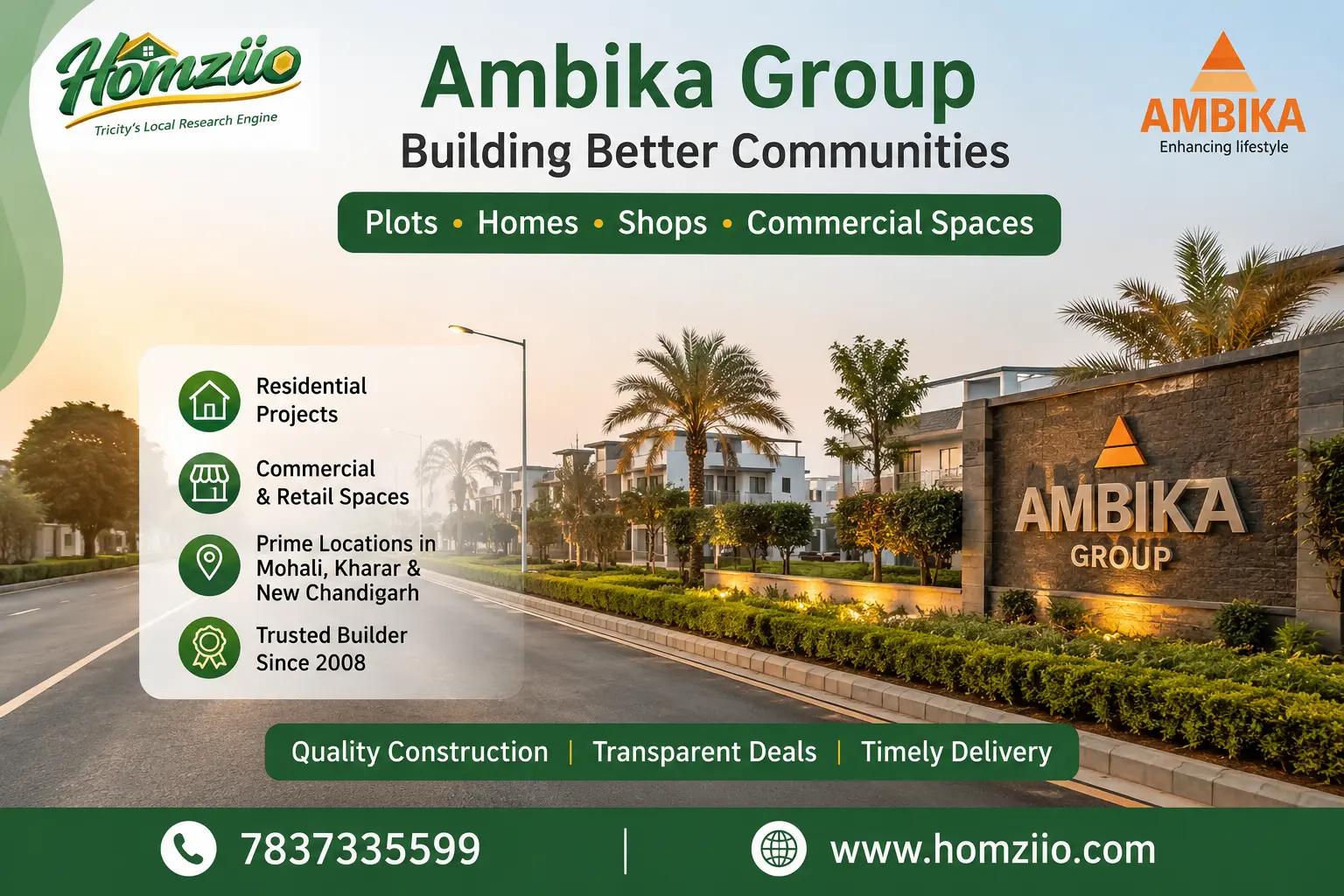 Ambika Group Mohali- Homes, Plots and Shops Built Over Two Decades