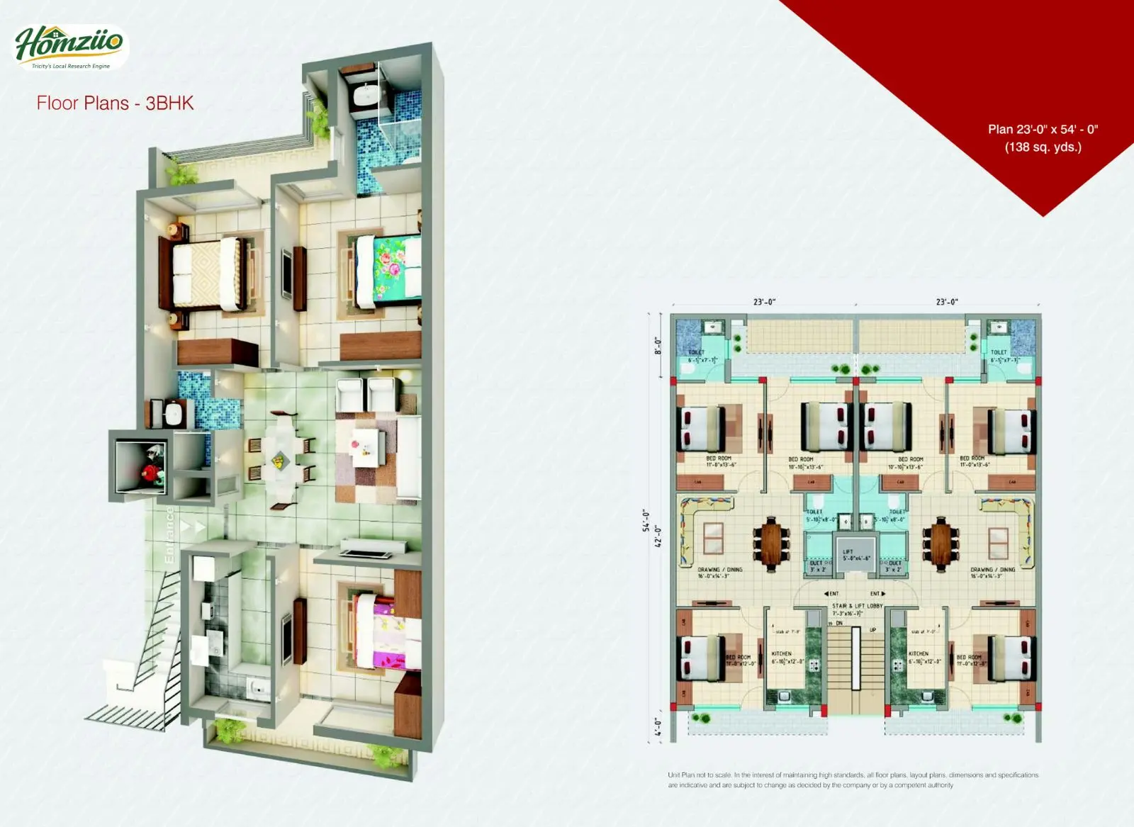 3 BHK floor plan
