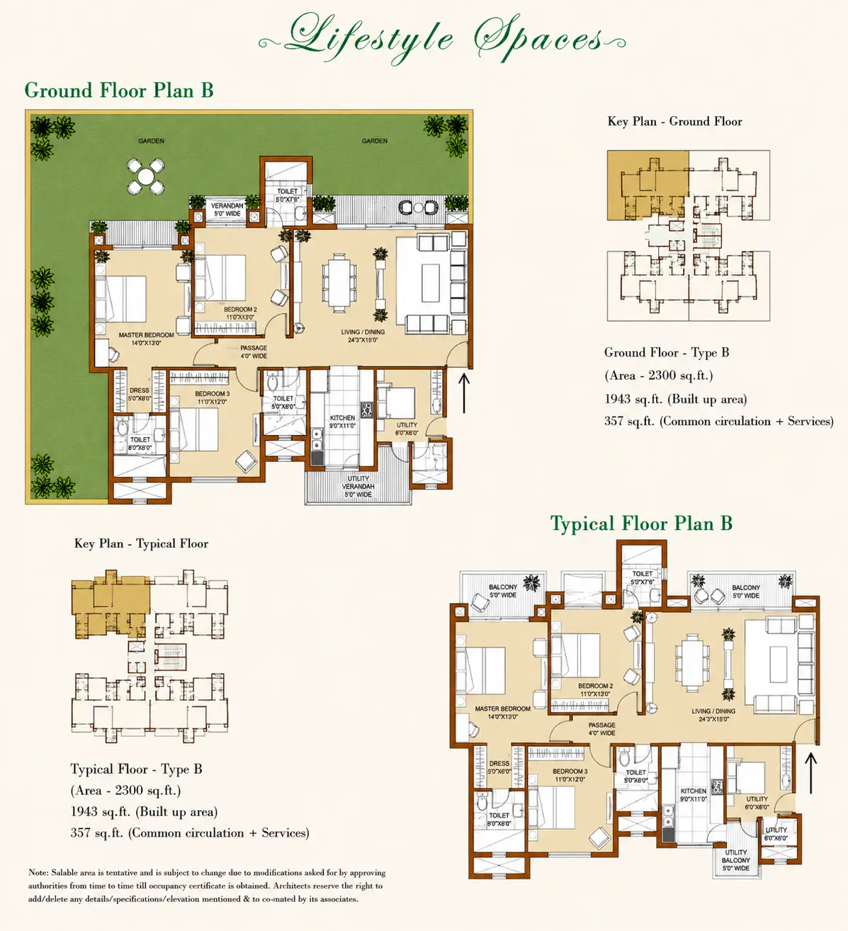 Type B (3BHK+1) floor plan