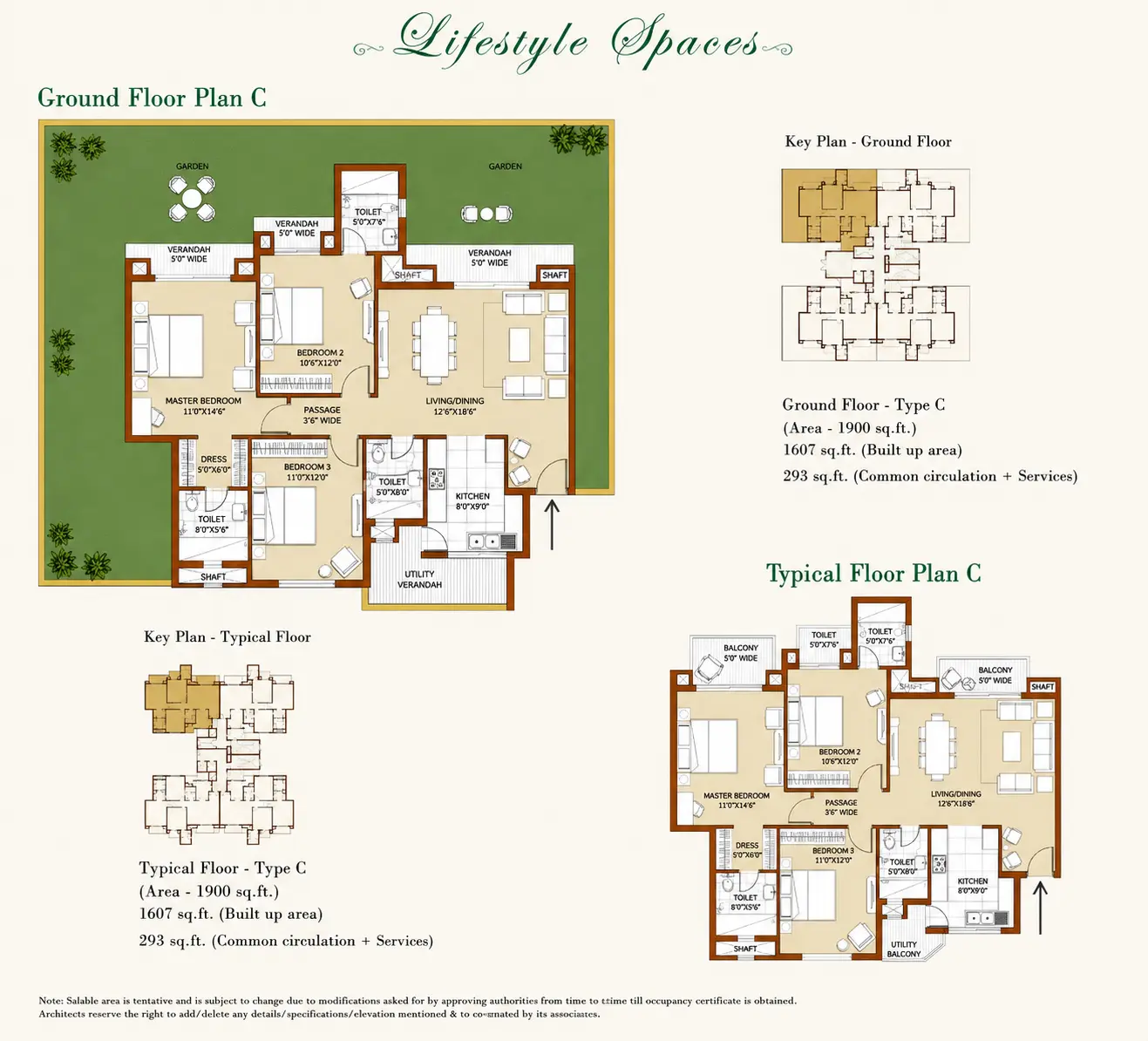 Type C (3BHK) floor plan