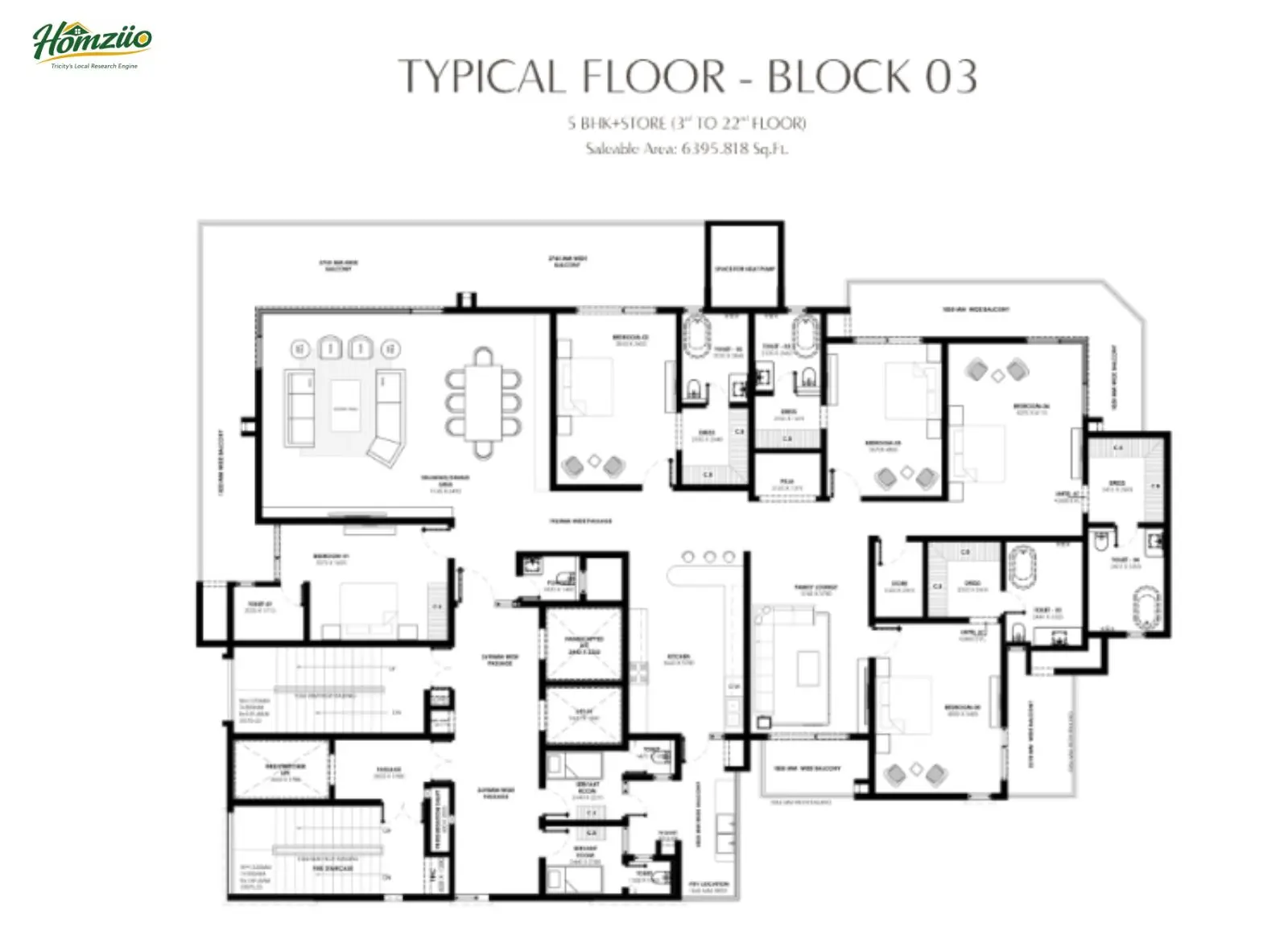 5 BHK + Store floor plan