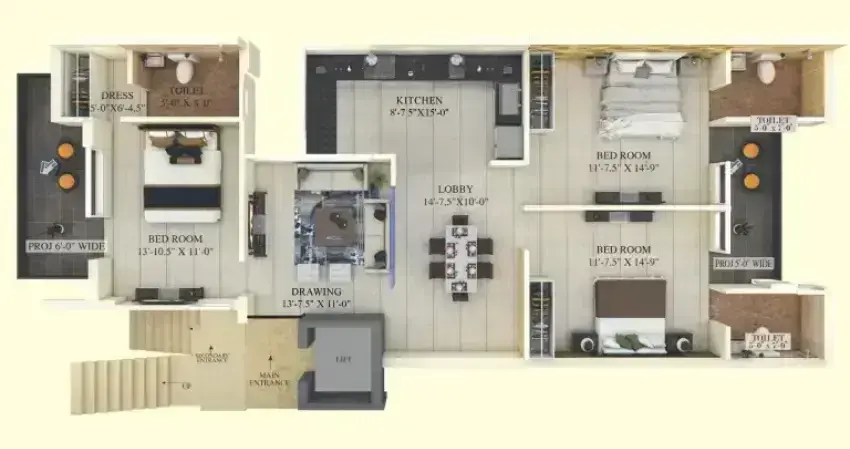 CRD Golden Castle Patiala Road Zirakpur: Best 3 BHK Apartments | Real Estate in Zirakpur | Residential Projects – lobby