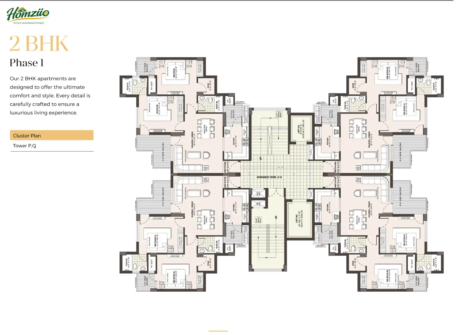 2 BHK floor plan