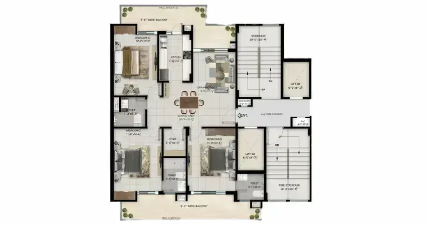 Evermark The Ethereal Zirakpur: Luxury 3 BHK Apartments in Ramgarh Bhudda | Best Residential Projects in Zirakpur – gallery image 12