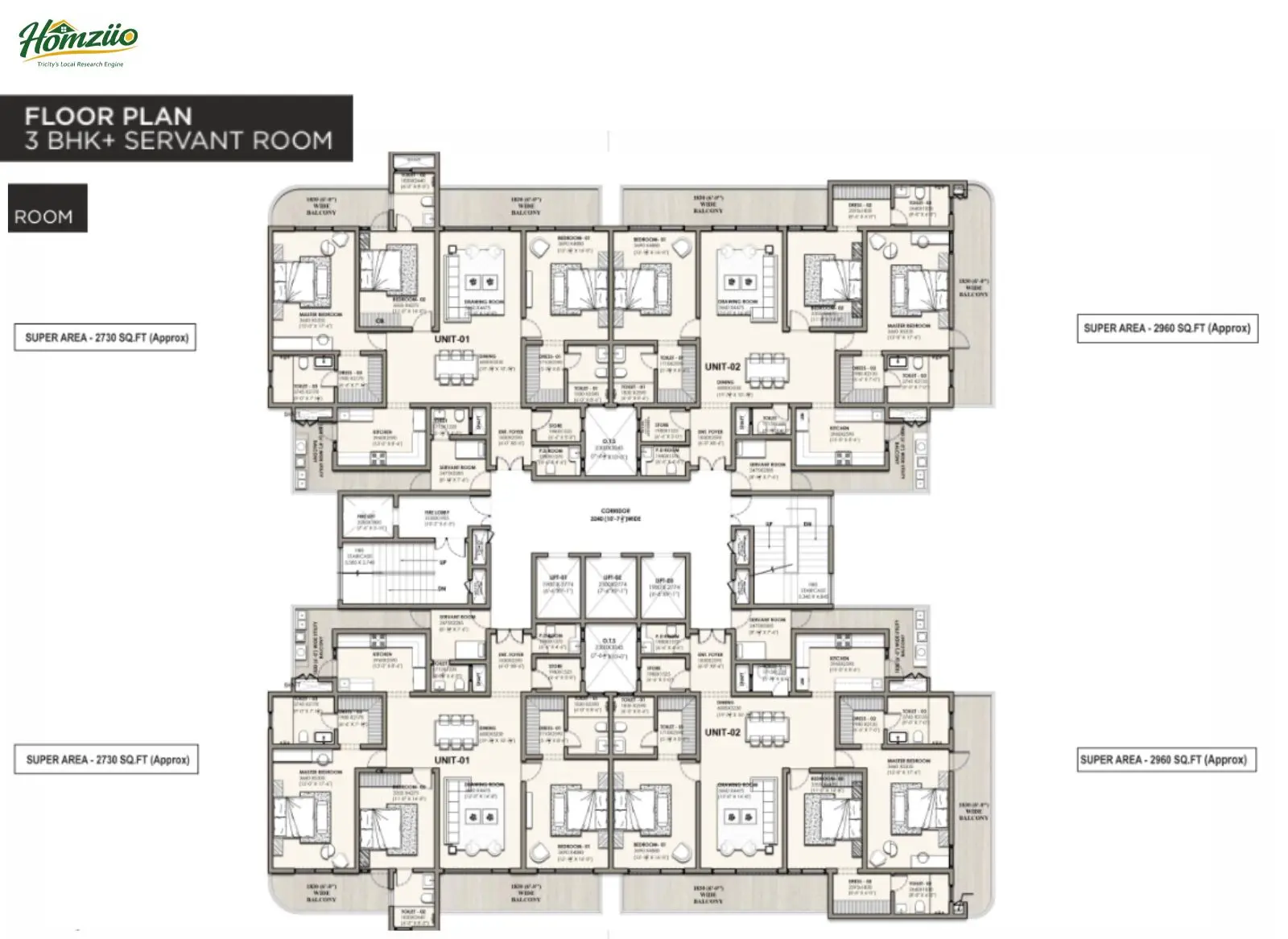 3 BHK Apartment floor plan