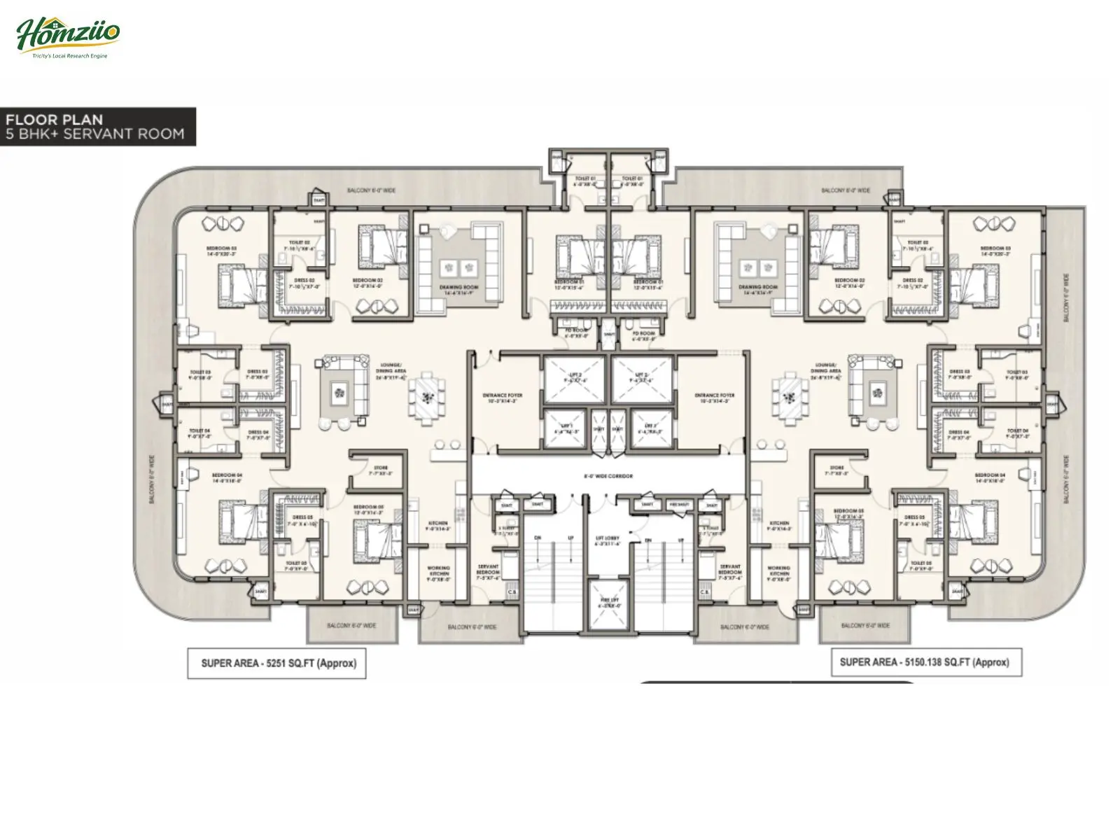 4 BHK Apartment floor plan