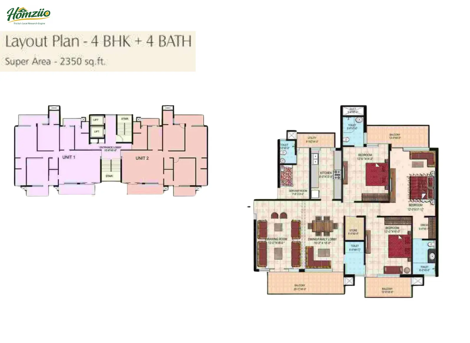 4 BHK + 4 Bath floor plan
