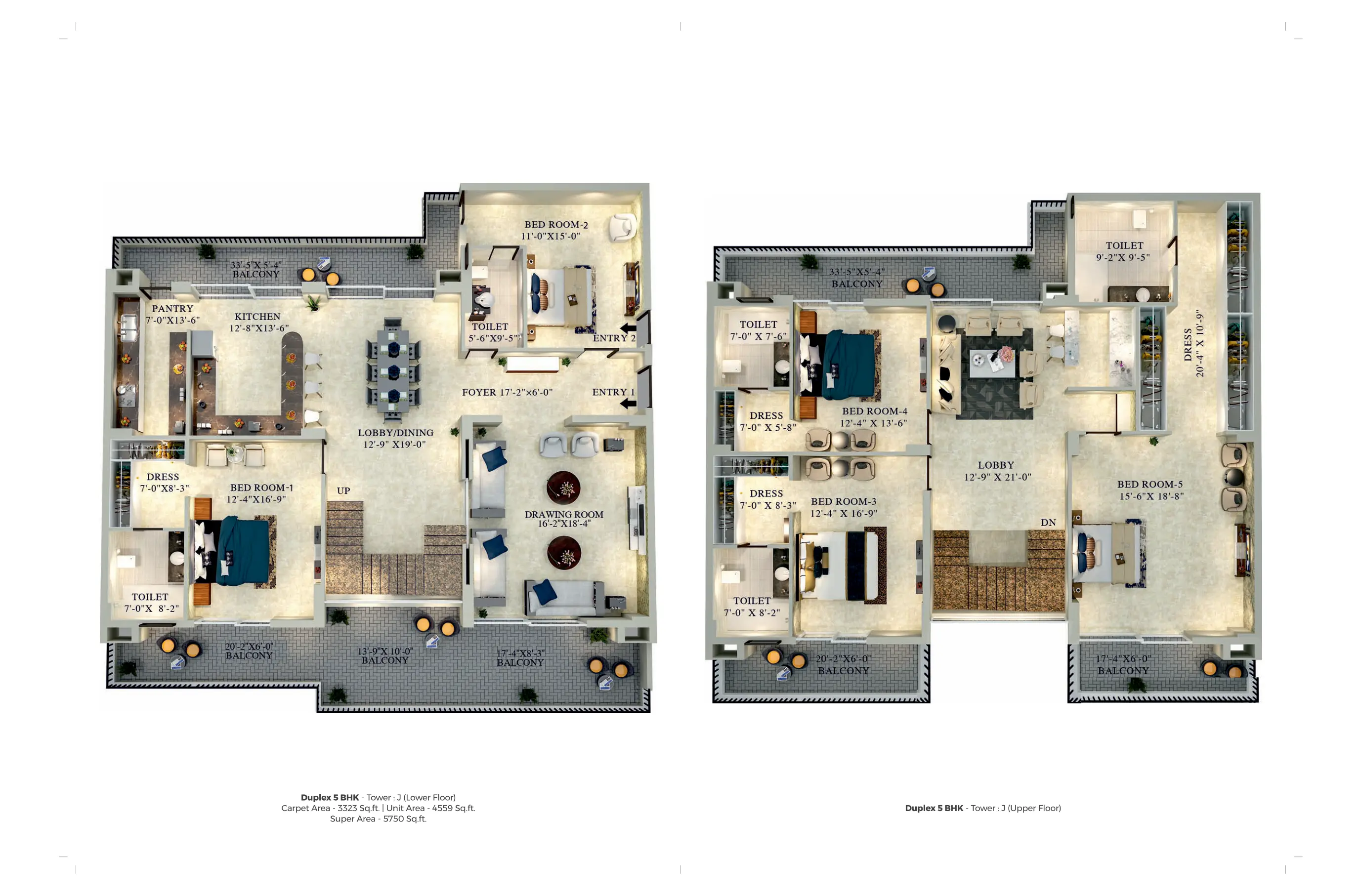 duplex 5bhk floor plan