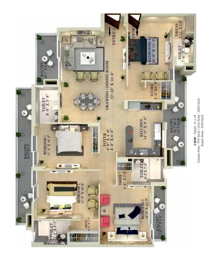 4bhk floor plan