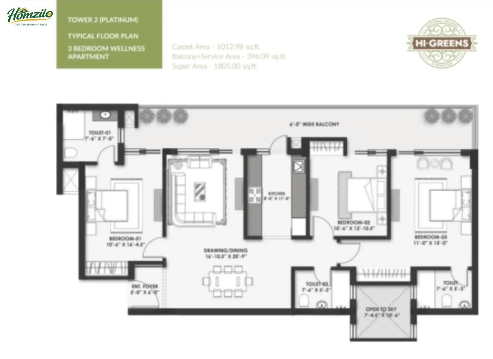 3 BHK ( Tower 2 [ Platinum ] ) floor plan