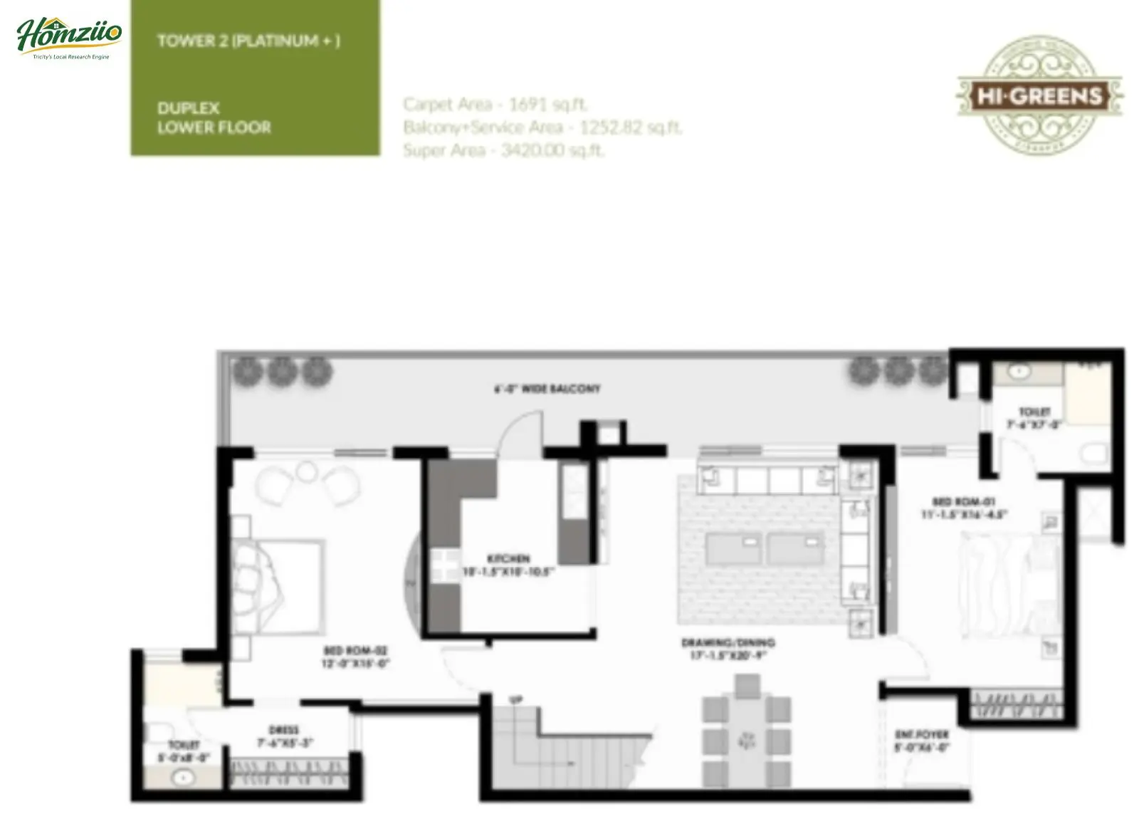 Duplex Tower Floor (Tower 2 floor plan