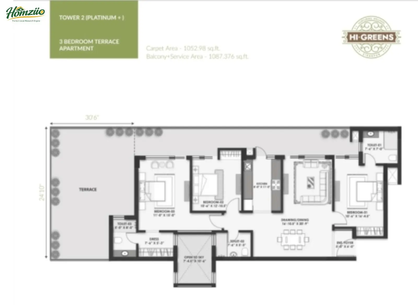 3 BHK ( Tower 2 ) floor plan
