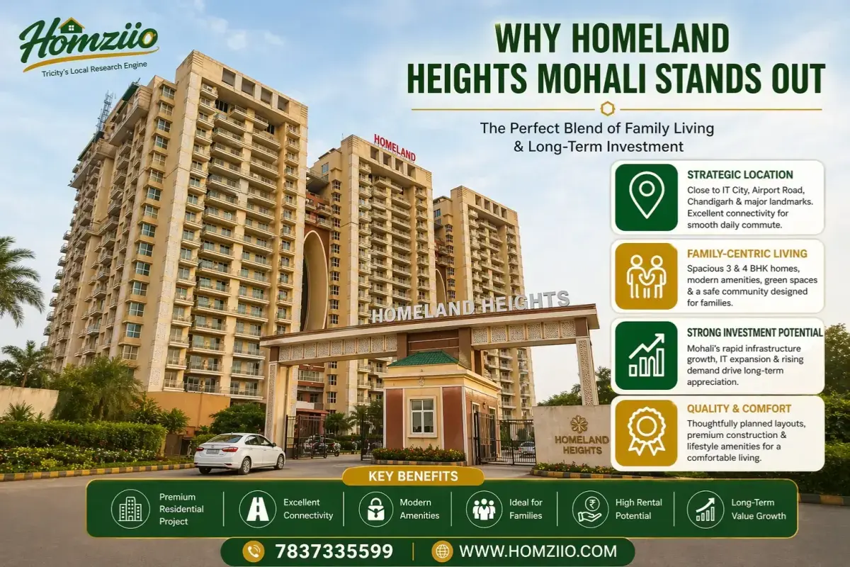 Homeland Heights Mohali 3 & 4 BHK apartment complex interior and amenities