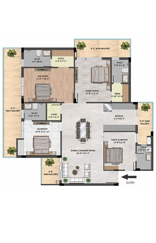Skyline Elevate Zirakpur Mohali | Best Luxury 3/4 BHK High-Rise Apartments | Upcoming Residential Projects in Mohali – gallery image 11