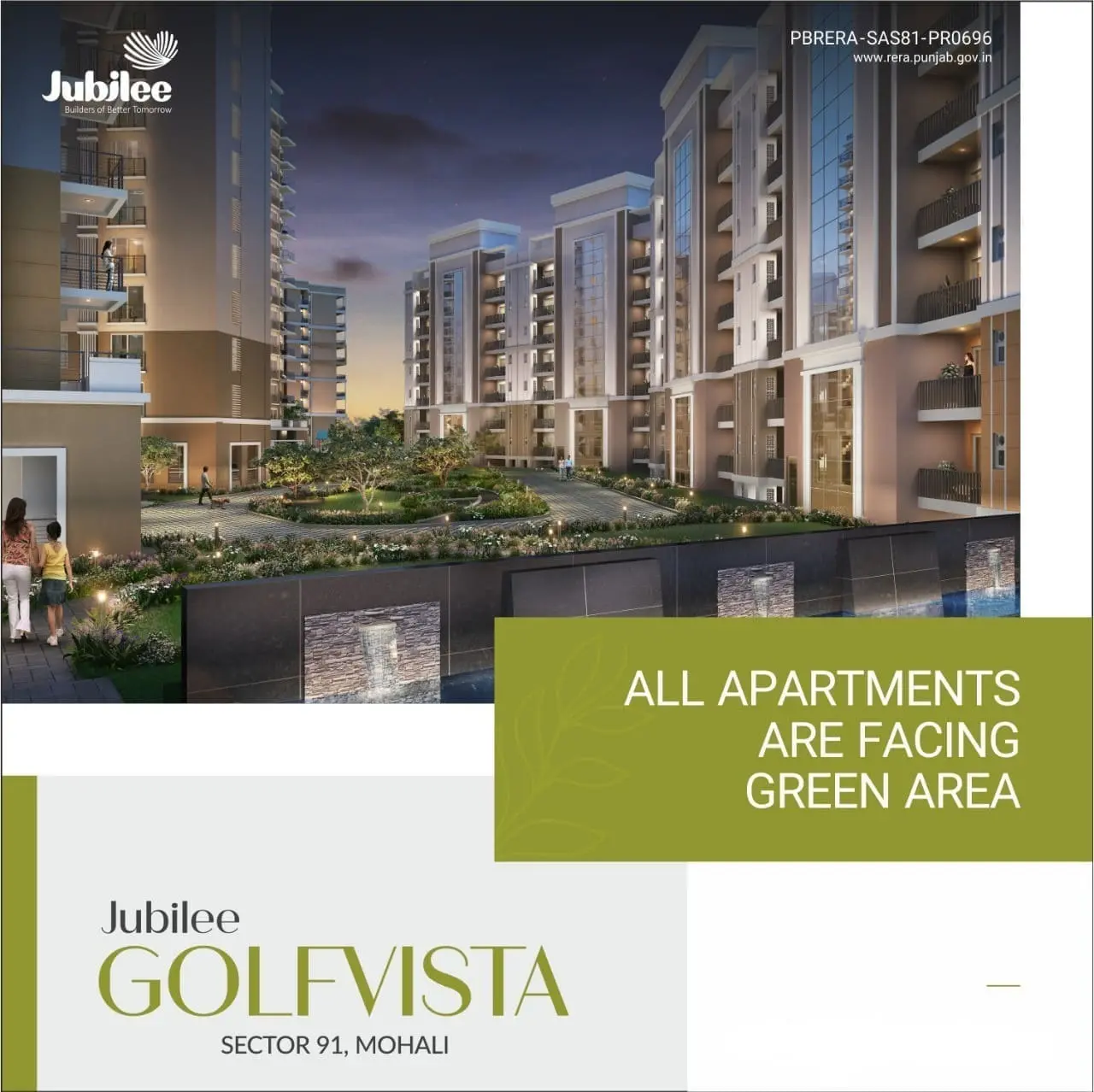 Jubilee Golfvista Sector 91 Mohali | 3BHK Mid-Rise Apartments | Ready to Move Luxury Residential Projects in Mohali – common area