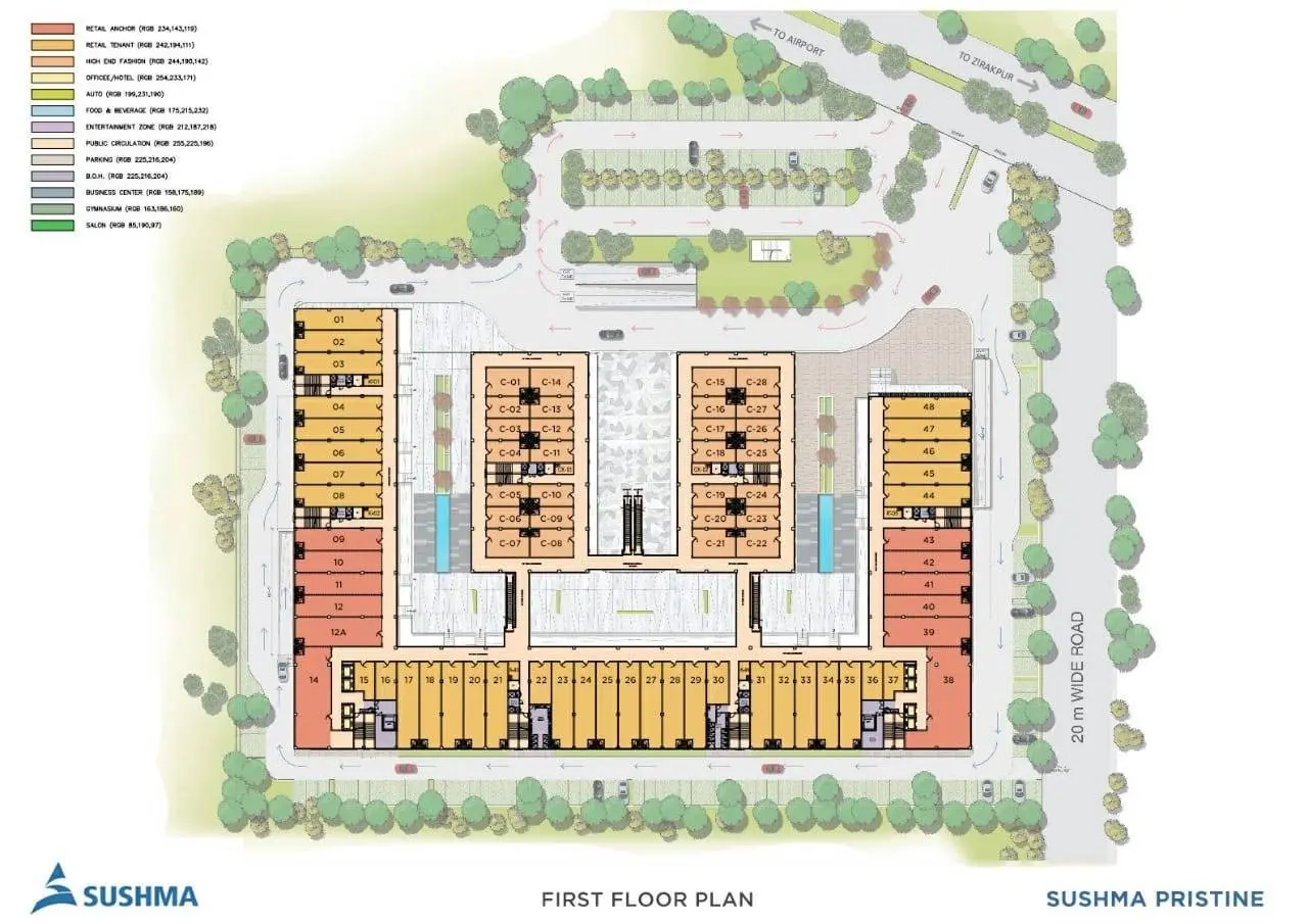 Sushma Pristine Mohali | Premium Commercial Projects in Mohali | RERA Approved High Rise Offices & Retail Spaces – common area