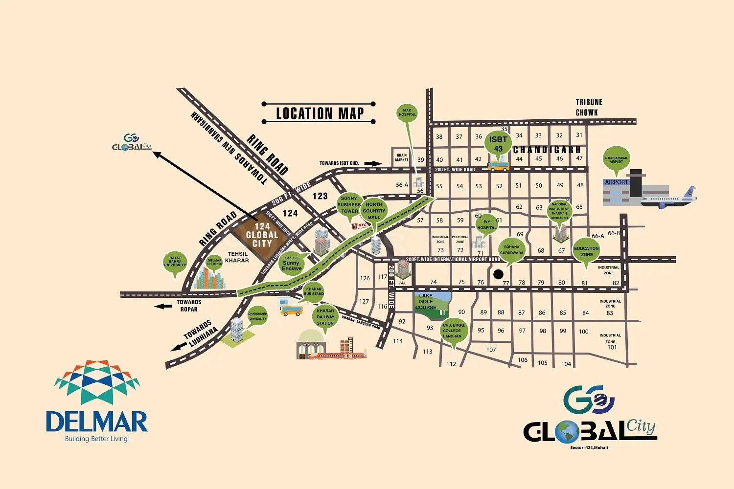Global City - Sunny Enclave | Luxury Independent Plots Floors Villas in Kharar – terrace