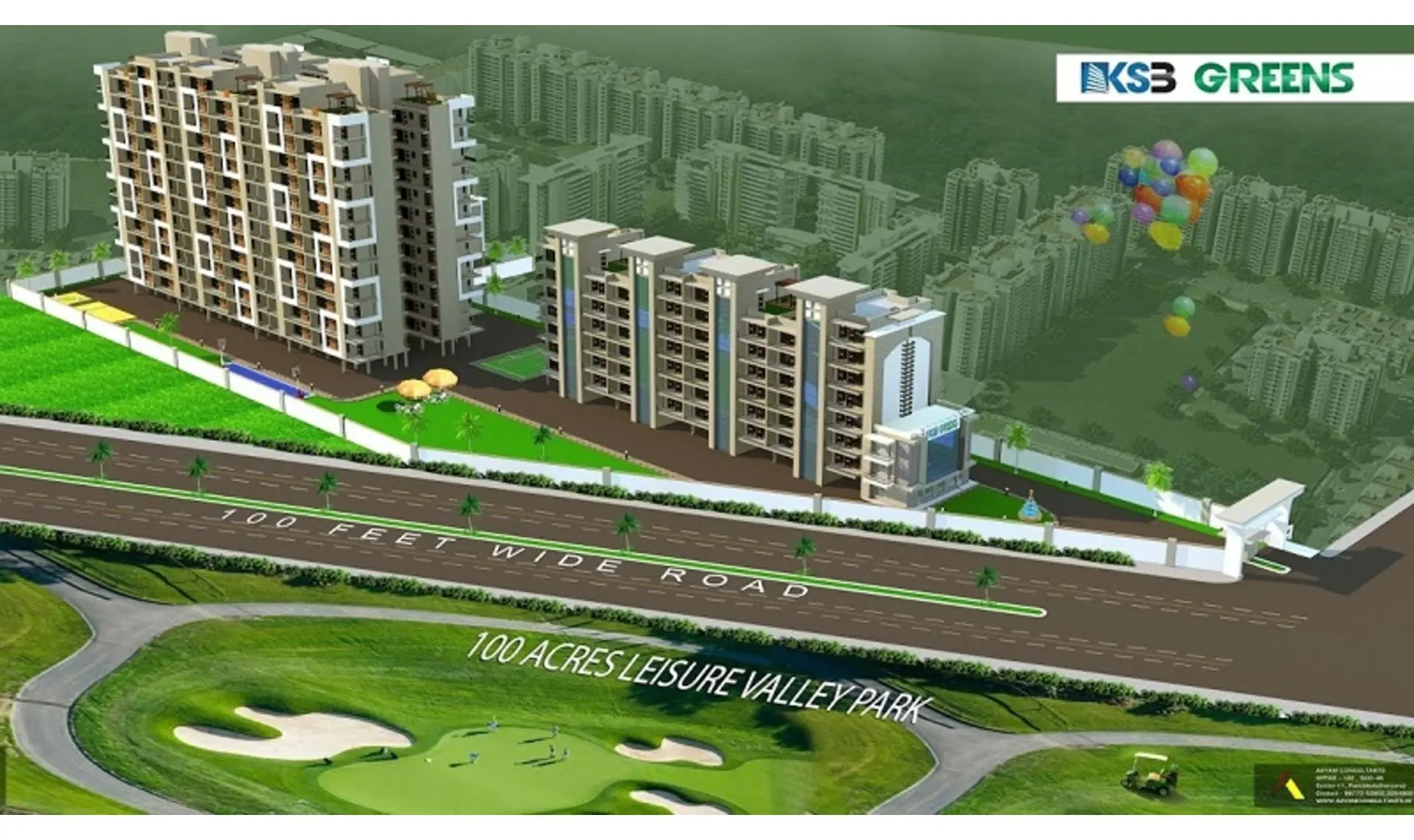 KSB Greens Gazipur Zirakpur: Best Residential Projects in Zirakpur | 3 BHK High-Rise Apartments in Zirakpur – landscape