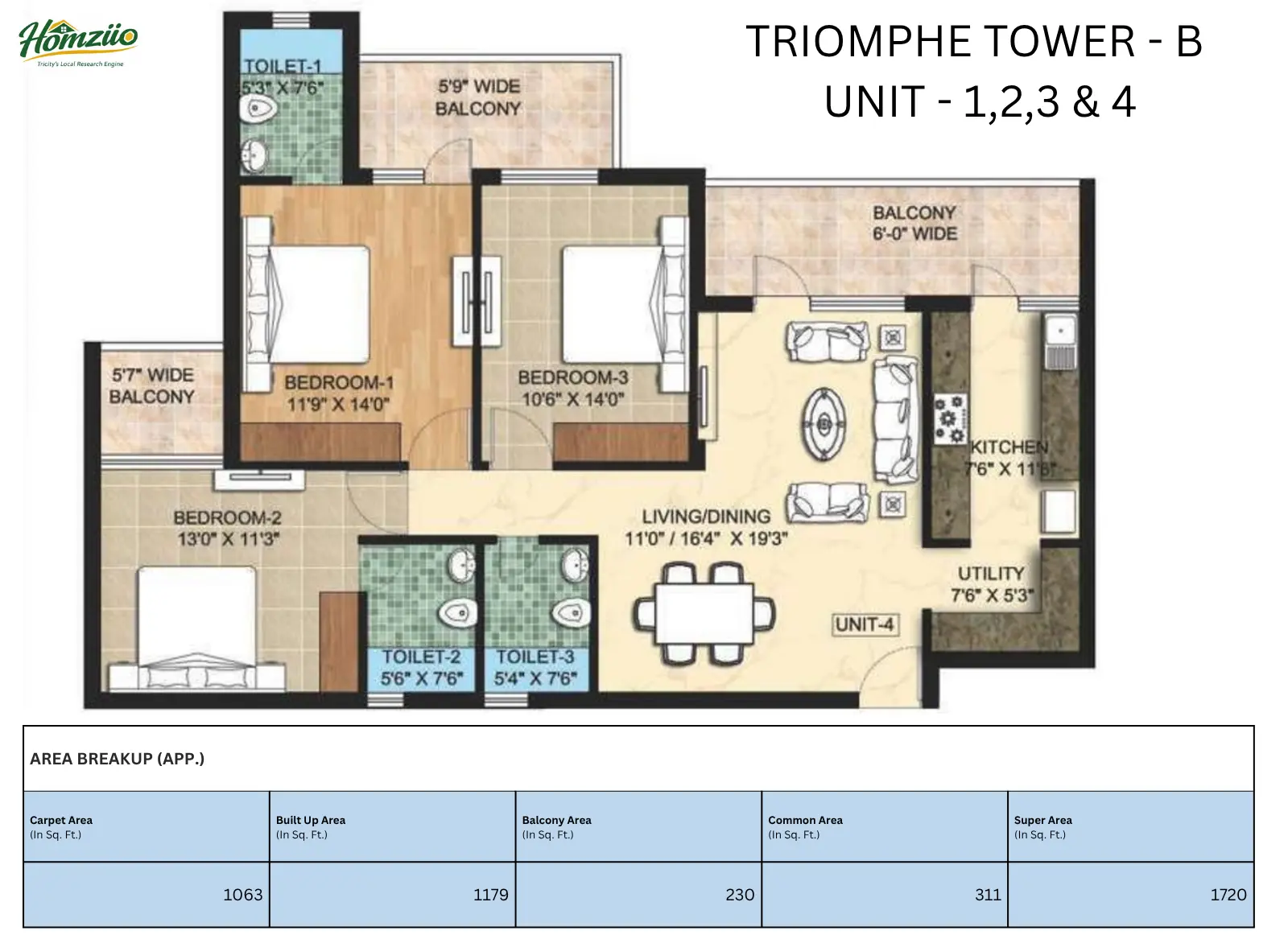 Triomphe Tower - B floor plan