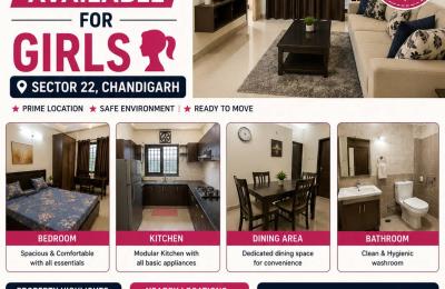 Fully Furnished Flat for Girls in Sector 22, Chandigarh | Prime Location | Ready to Move