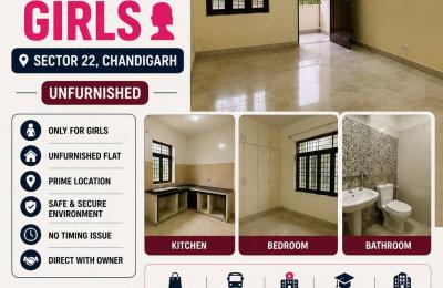 Flat Available for Girls in Sector 22, Chandigarh | Unfurnished | Prime Location