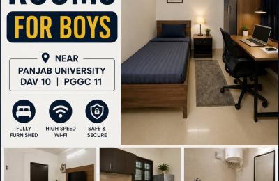 Independent Fully Furnished Rooms for Boys Near Panjab University &amp; DAV College | Chandigarh