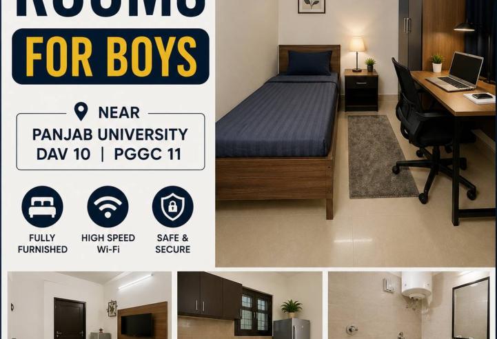 Independent Fully Furnished Rooms for Boys Near Panjab University & DAV College | Chandigarh