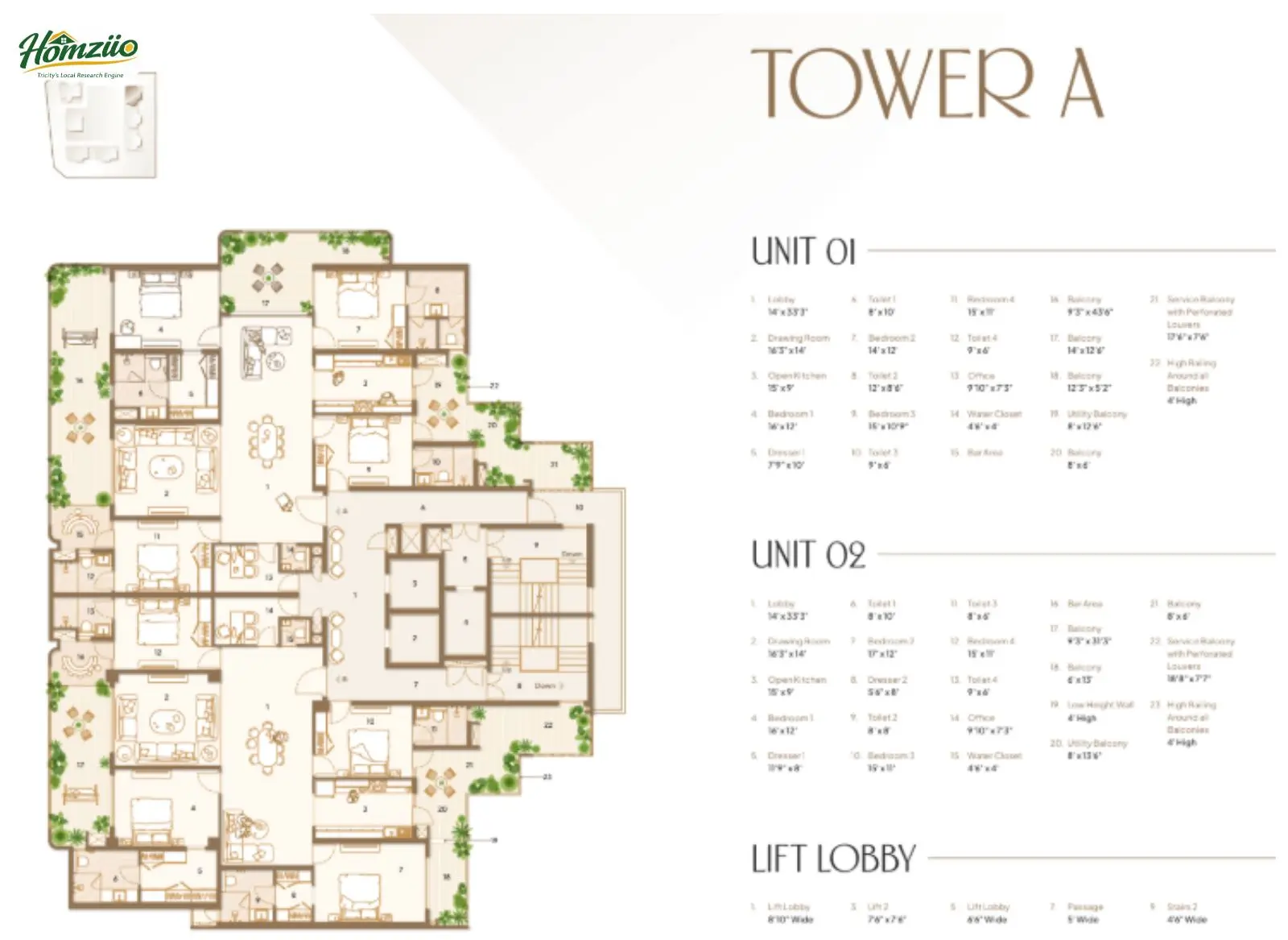 Tower A floor plan