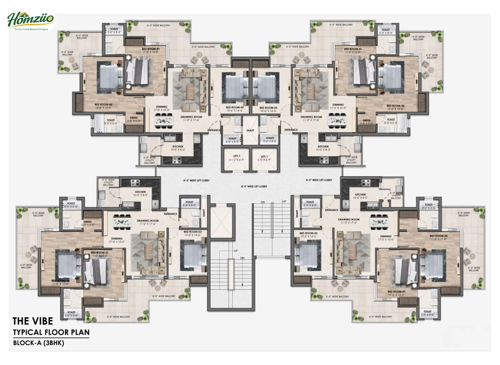 3 BHK Luxary floor plan