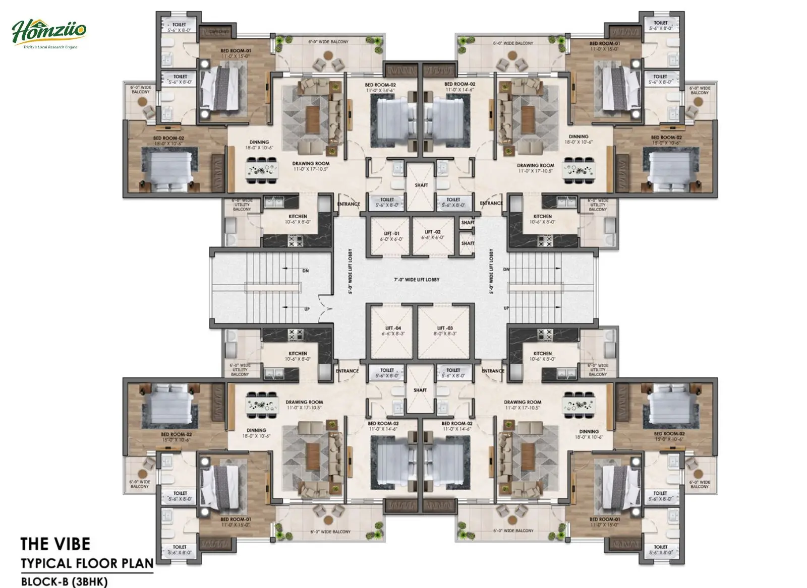 3 BHK Premium floor plan