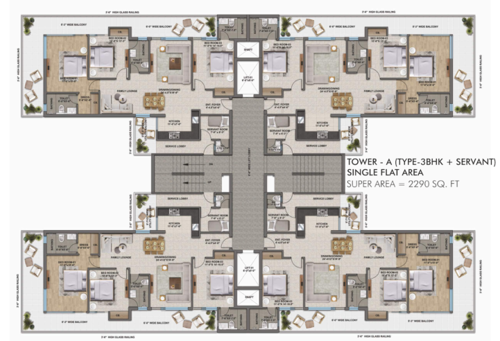 The Zirk Zirakpur – Premium 3 & 3+1 BHK Luxury Apartments on High Ground Road – amenities area