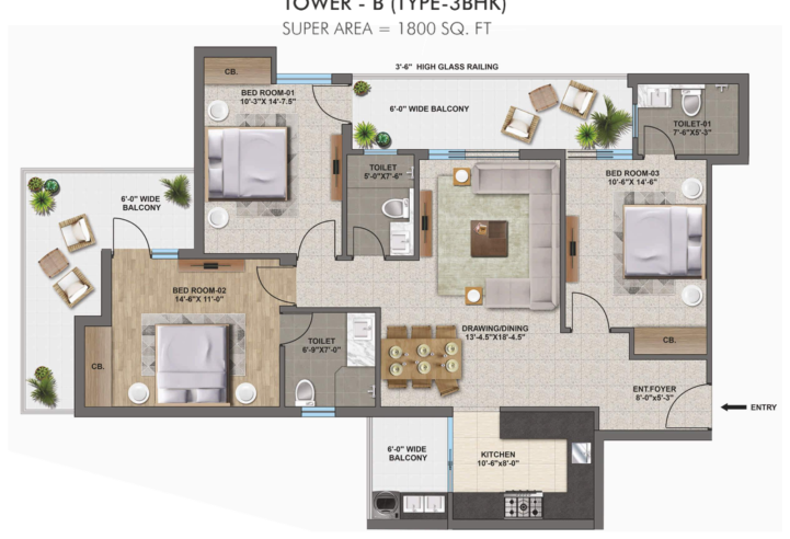 The Zirk Zirakpur – Premium 3 & 3+1 BHK Luxury Apartments on High Ground Road – interior
