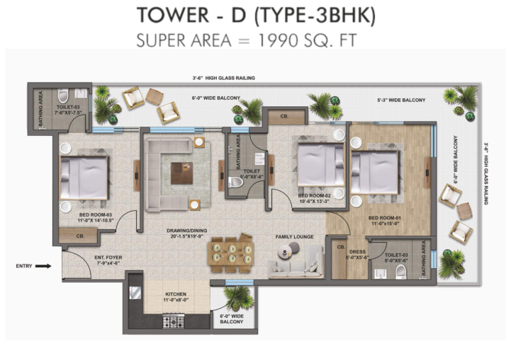 The Zirk Zirakpur – Premium 3 & 3+1 BHK Luxury Apartments on High Ground Road – terrace